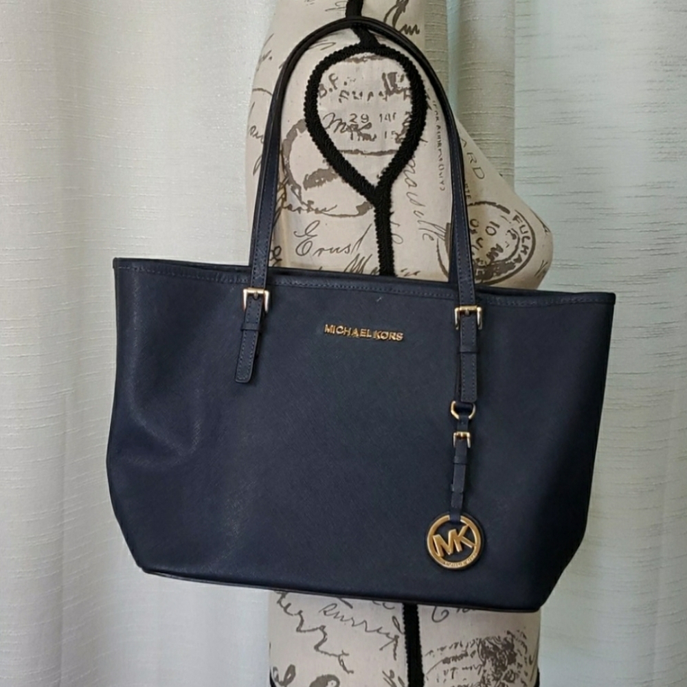 Michael Kors Navy Blue Tote Purse Handbag